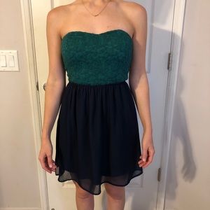 Summer strapless blue dress with bow back!